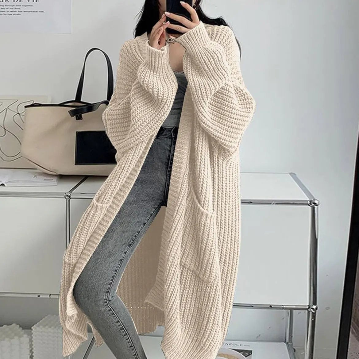 Idle Style Loose Thick Knitted Coat For Women JNi3 shop
