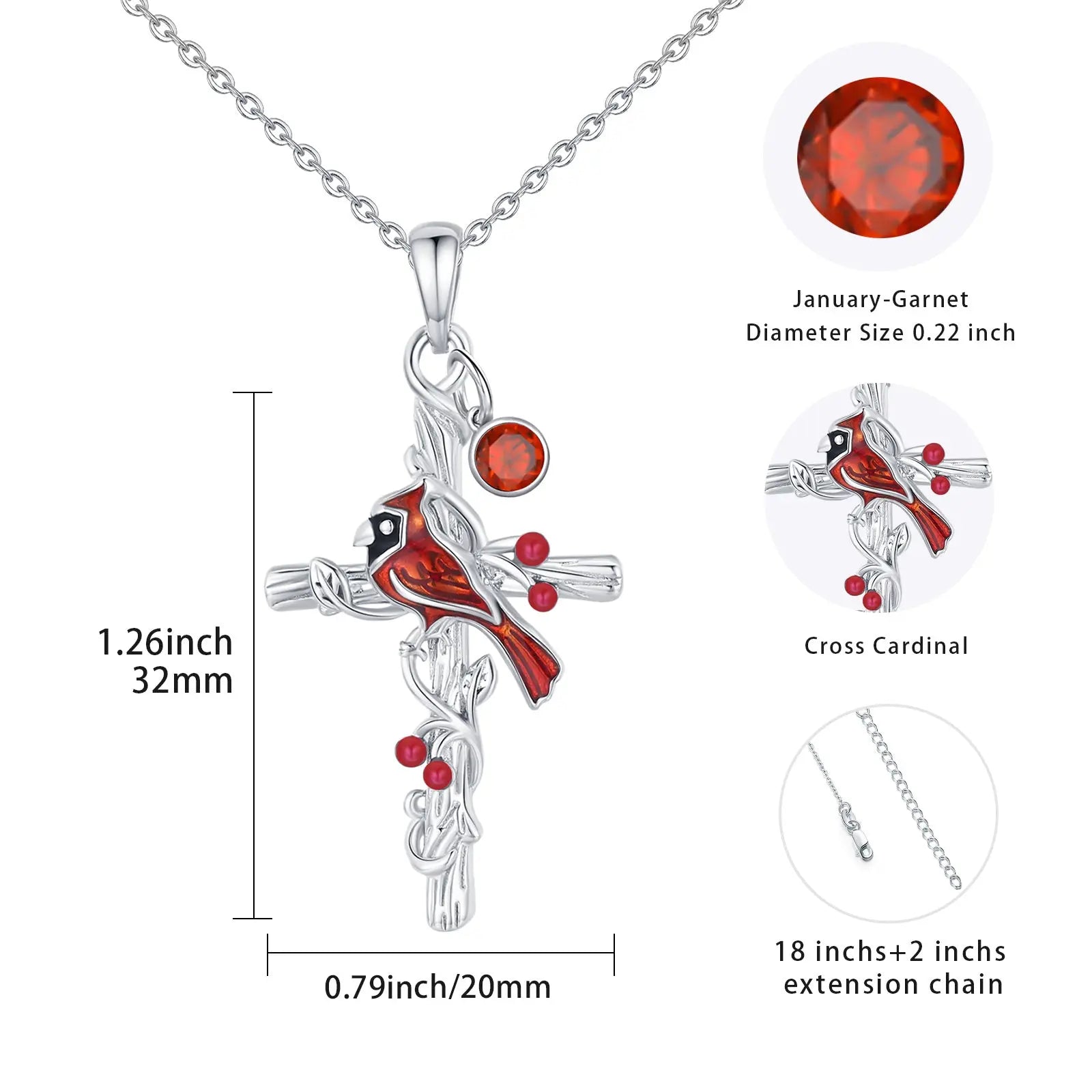 Cardinal Cross Necklace Birthstone Necklace Jewelry Gift Cjdropshipping