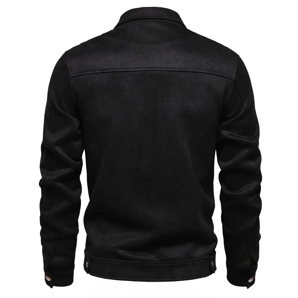 Fashion Lapel Zipper Jacket Autumn And Winter Solid Suede Coat Men's Clothing Outdoor Dropshipman