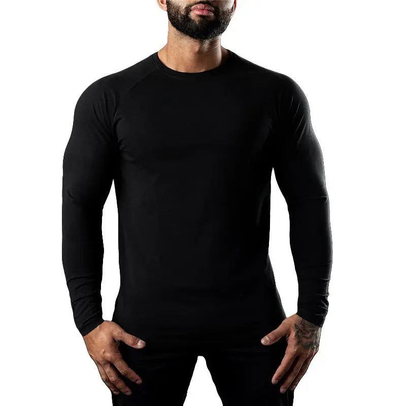 Long Sleeve Tight Sports T-shirt Round Neck Quick-drying Exercise Top Dropshipman