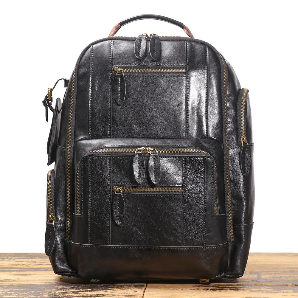 Retro Leather Backpack Trolley Case JNi3 shop