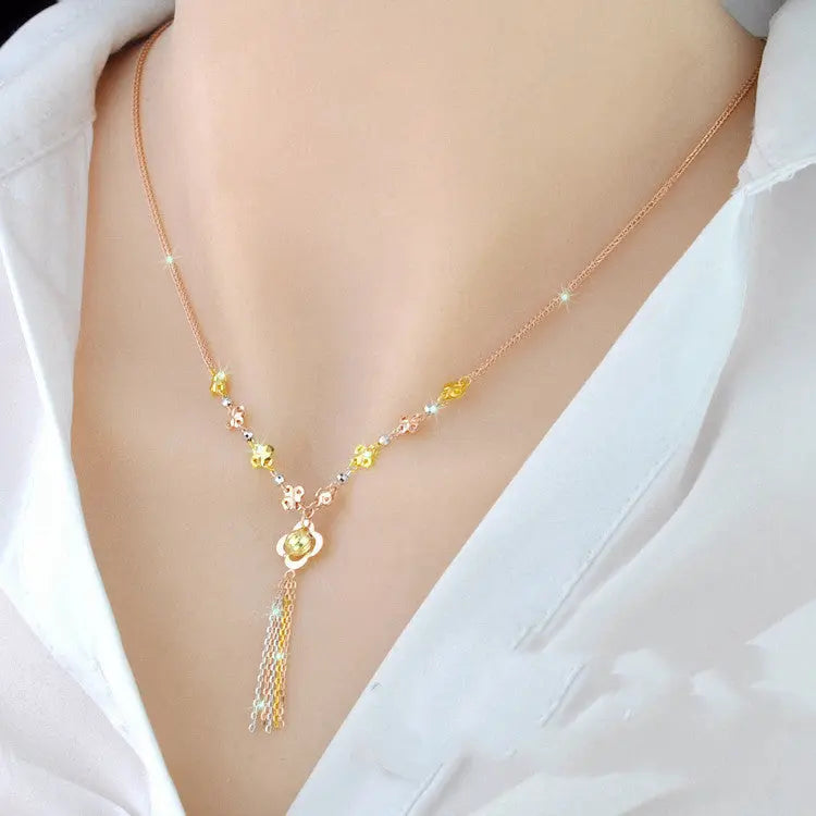 925 Sterling Silver 18K Color Gold Necklace Cjdropshipping