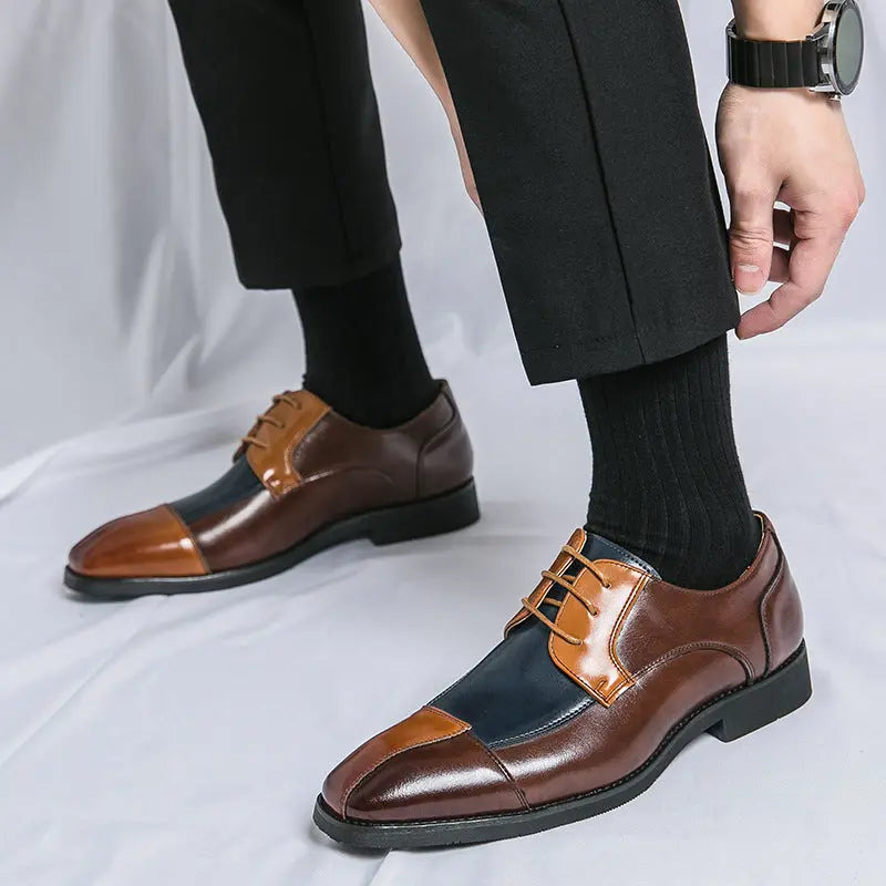Color Matching Business Formal Wear Leather Shoes Dropshipman