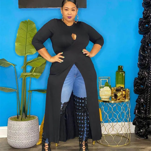 Plus Size Women's Split Dress Top Cjdropshipping