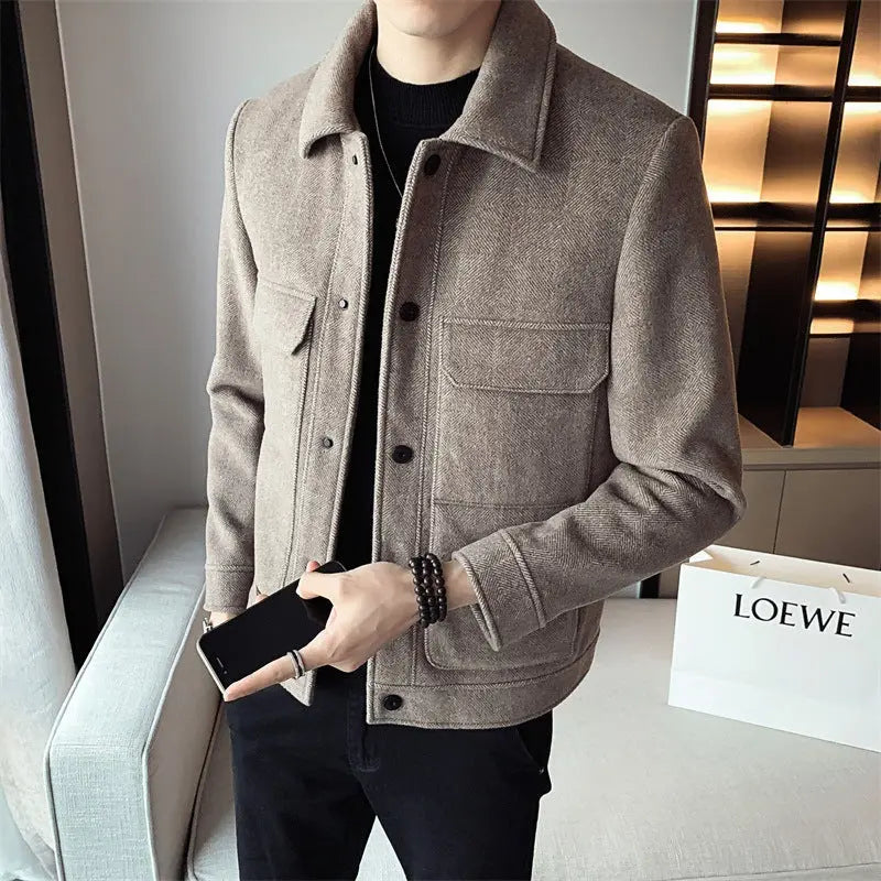 Men's Winter New Woolen Lapel Short Coat Dropshipman