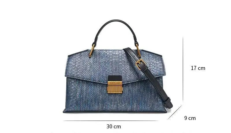 Blue With Snake Texture Handbags Women's High Sense - JNi3 shop