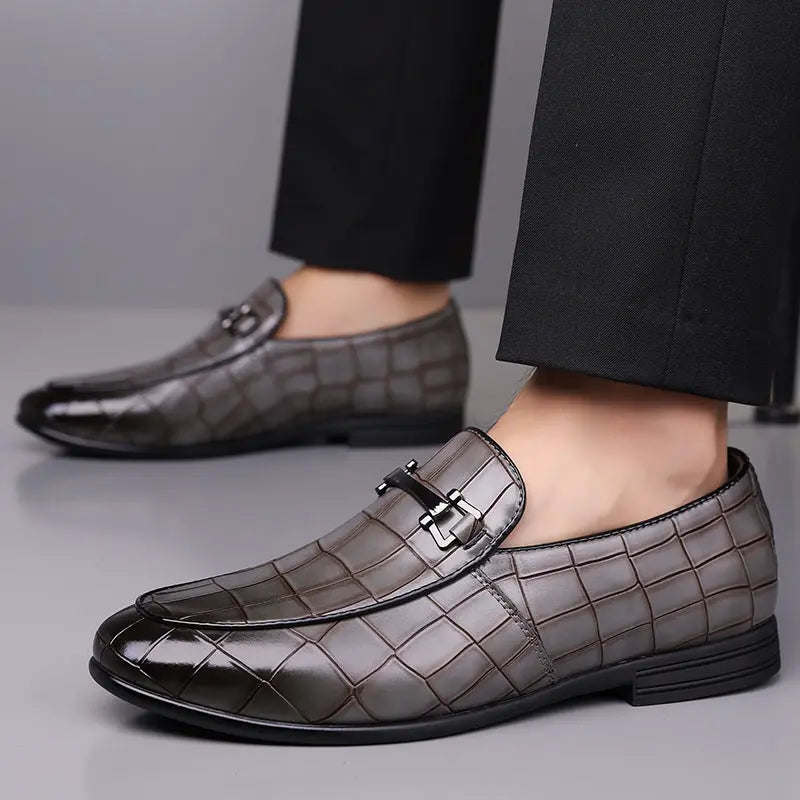 Men's Plaid Light Luxury Plus Size Rubber Sole Lightweight Leather Shoes Cjdropshipping