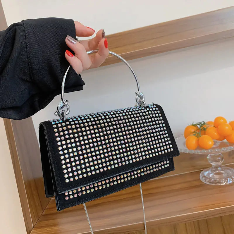 Chain Crossbody Bag Women Handbag Glitter Crystals Plain Daily Silver Black Shoulder Bag Cjdropshipping