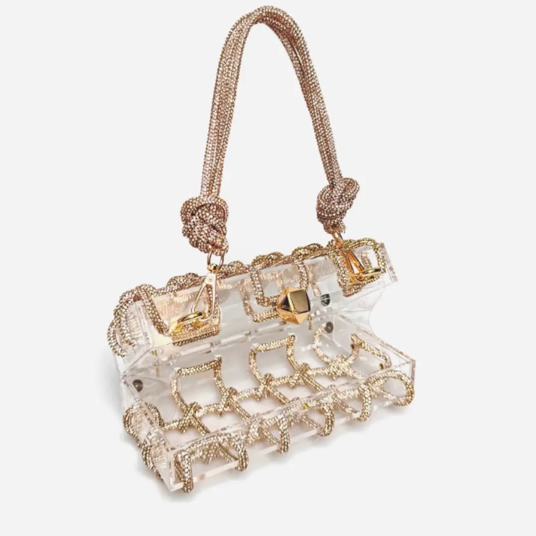 French Sweet Shiny Rhinestone Banquet Small Square Bag Cjdropshipping