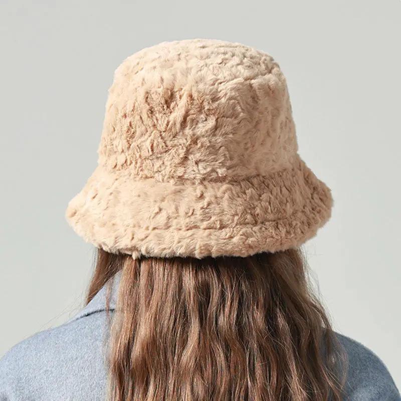 Lambswool Fisherman Hat Winter Warm Fashionable Solid Color Hats For Women JNi3 shop