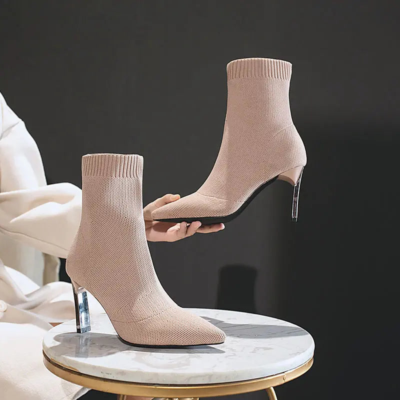 Pointed Toe Boots Women Sock Shoes Dropshipman