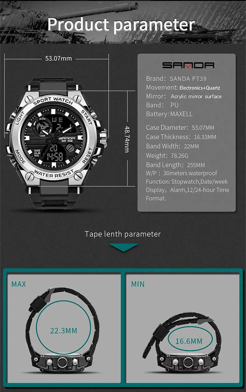 Trendy Multifunctional Digital Waterproof Electronic Watch Dropshipman