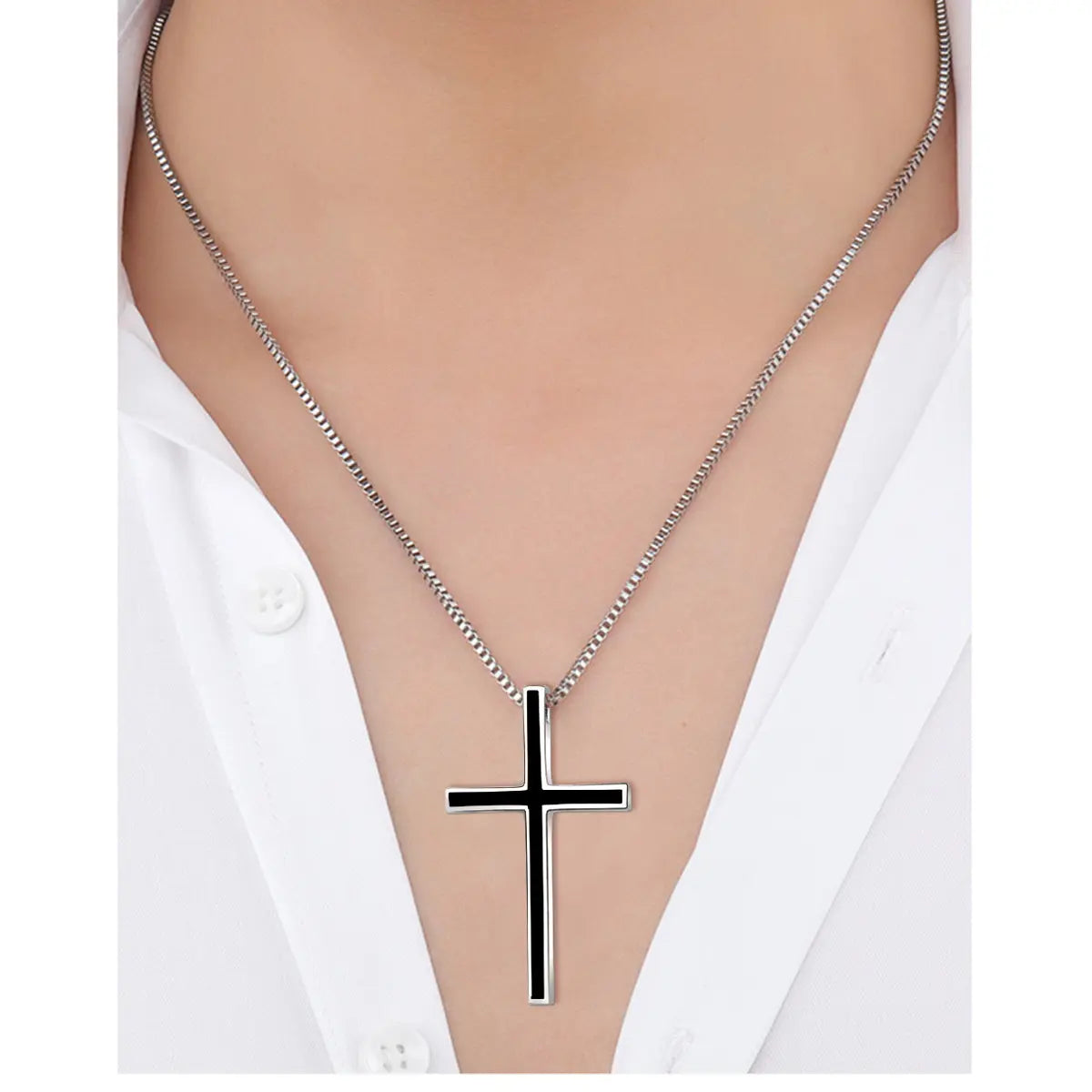 Men's Black Cross Pendant Jewelry 925 Sterling Silver Classic Cross Necklace Cjdropshipping