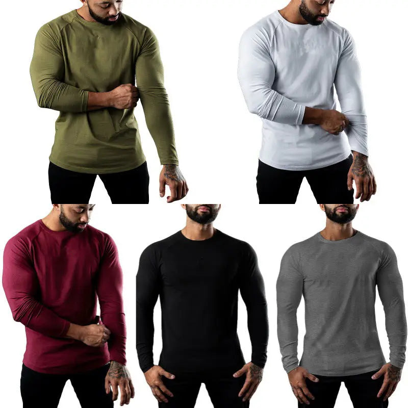 Long Sleeve Tight Sports T-shirt Round Neck Quick-drying Exercise Top Dropshipman