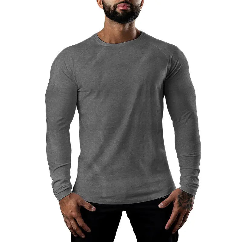 Long Sleeve Tight Sports T-shirt Round Neck Quick-drying Exercise Top Dropshipman