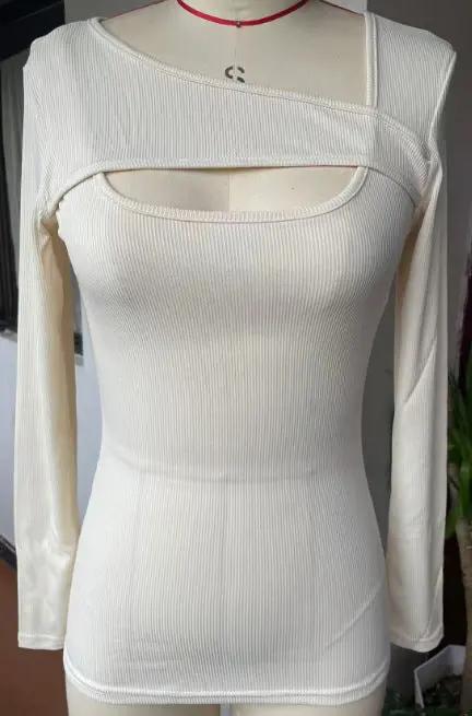 Irregular Slim Fit Long-sleeved T-shirt Top JNi3 shop