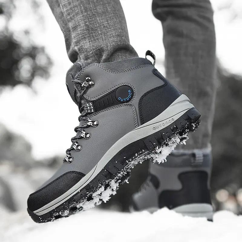 Winter Snow Boots Men Warm Plush Ankle Boots Hiking Lace-up Shoes Cjdropshipping