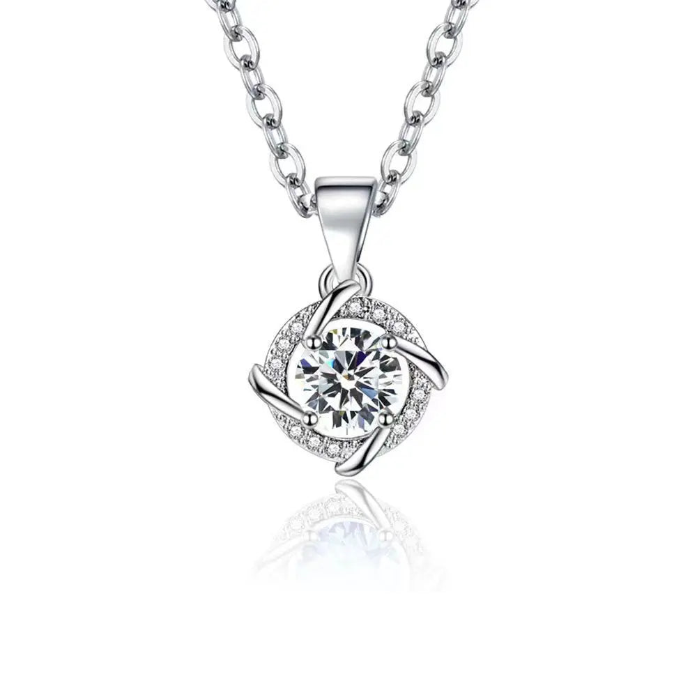 S925 Sterling Silver Windmill Moissanite Necklace JNi3 shop