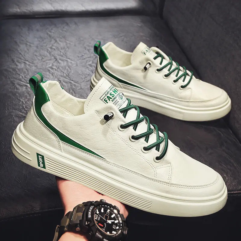 Men's Spring And Autumn Leather Casual Sneakers Dropshipman
