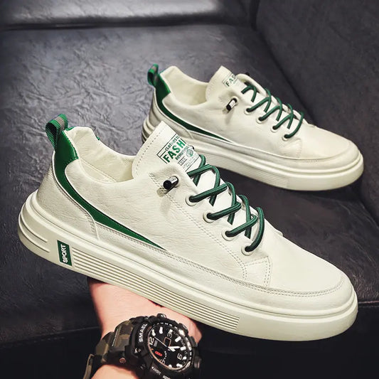 Men's Spring And Autumn Leather Casual Sneakers Dropshipman
