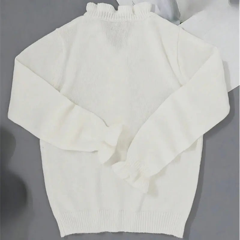 Winter V-neck Ruffled Knitted Sweater Fashion Pullover Long-sleeved Tops For Women JNi3 shop