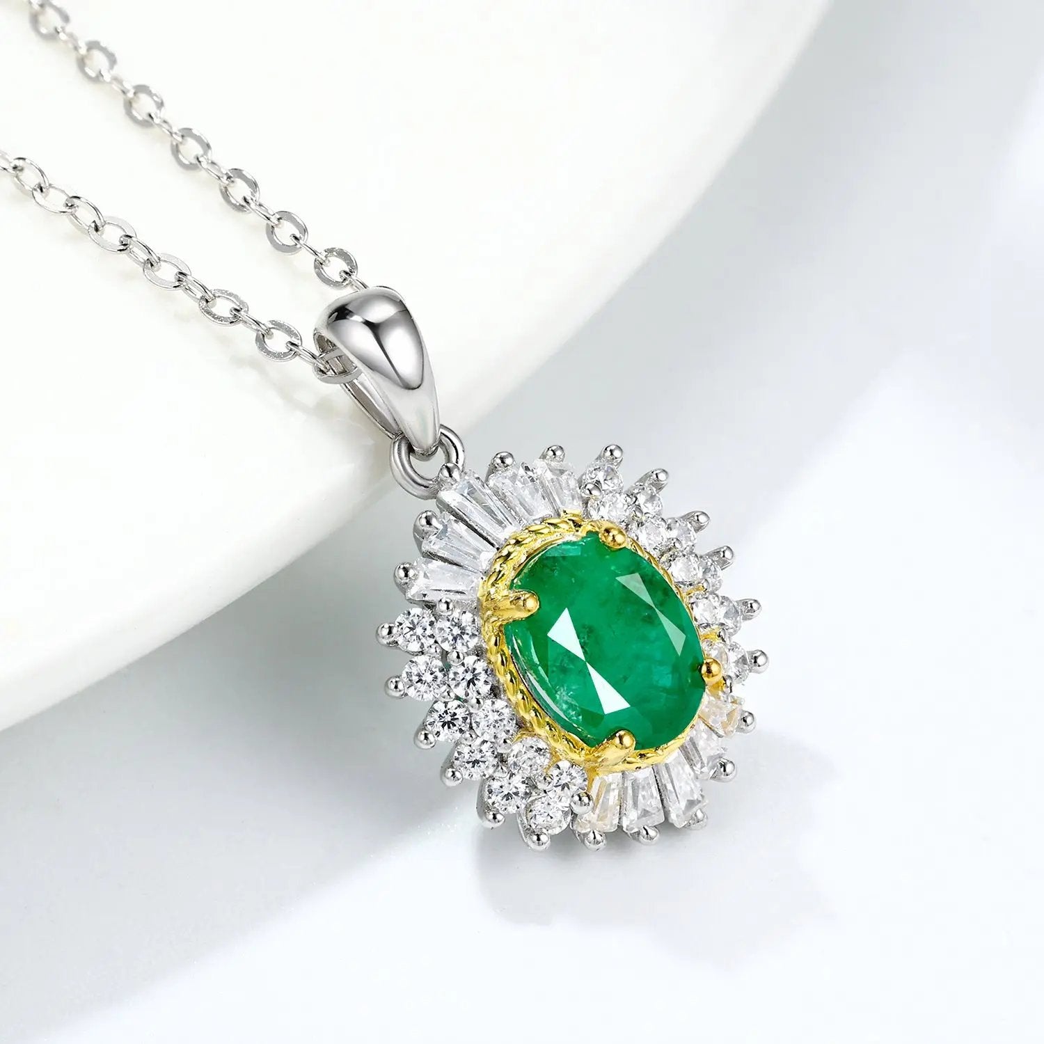 Natural Emerald Pendant Feminine Minority Design Jewelry S925 Silver Chain JNi3 shop