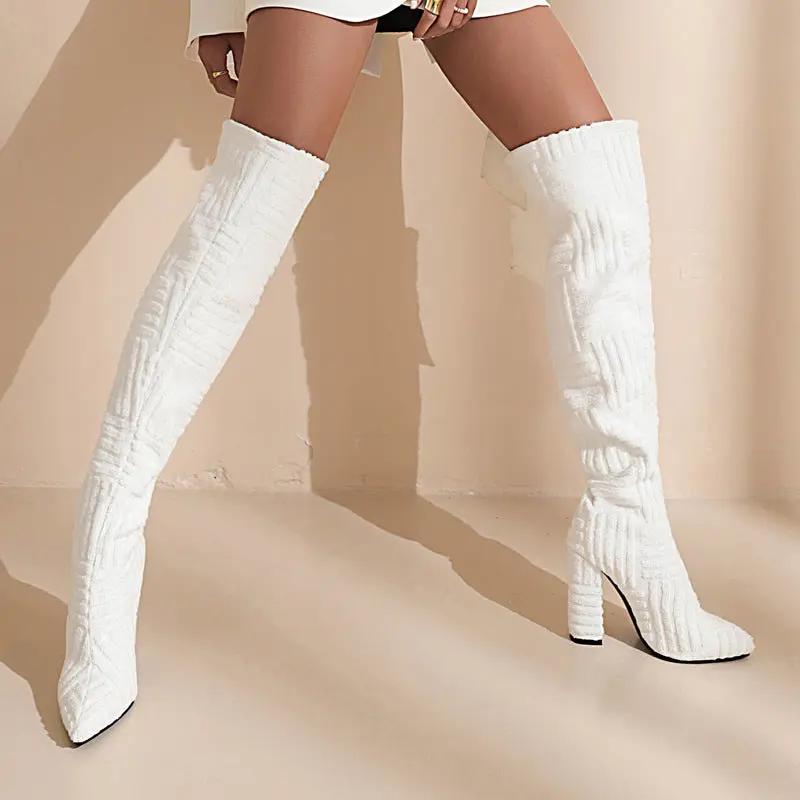 Women's Chunky Heel Suede High Heel Thigh Boots Cjdropshipping