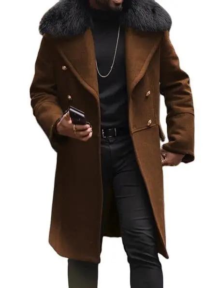 Casual Woolen Men's Coat Fur Collar null