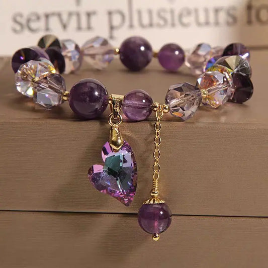 Purple Heart Crystal Bracelet Fashion Elegant Natural Amethyst Jewelry Cjdropshipping