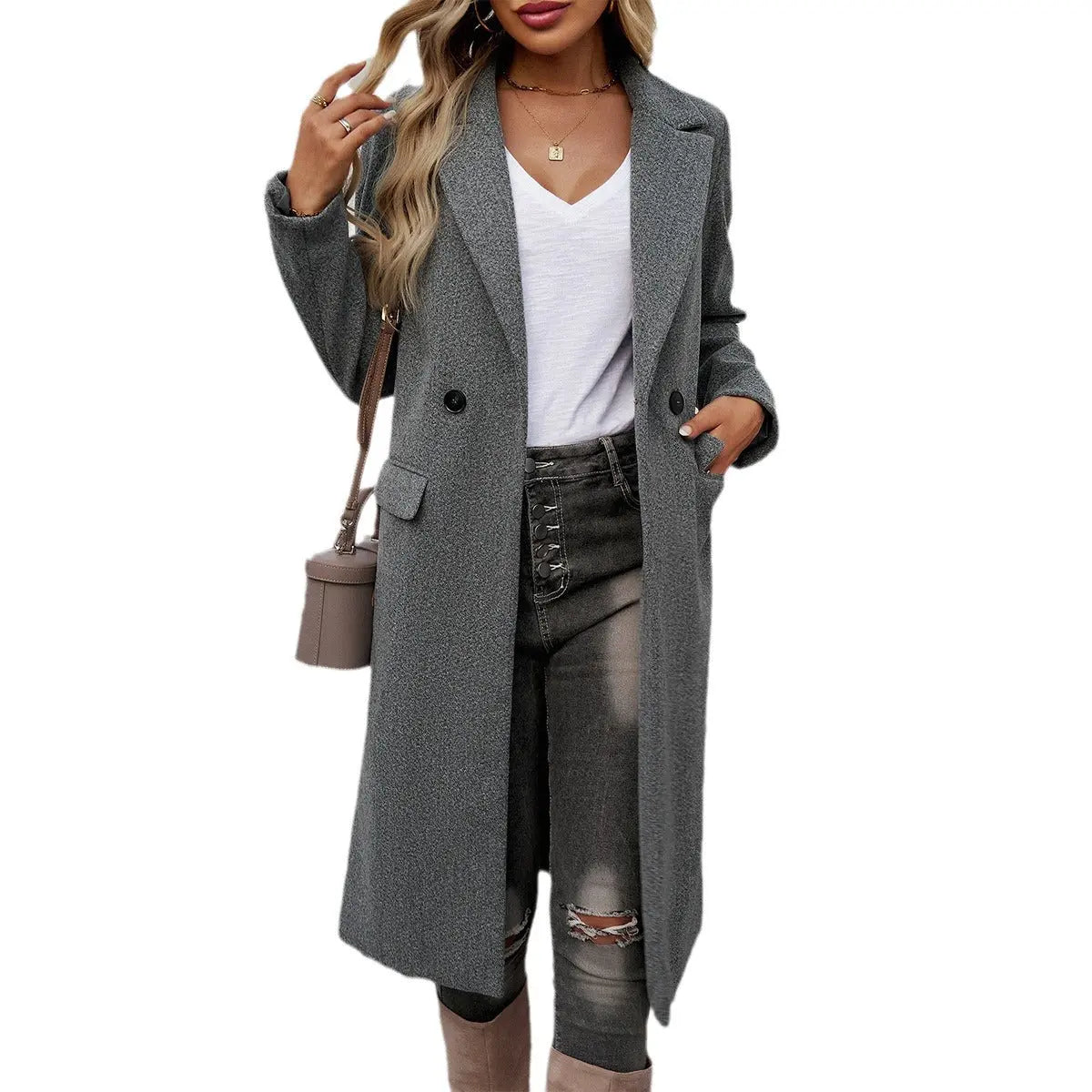 Lady Temperament Commuting Turn-down Collar Coat - JNi3 shop