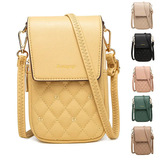 Plaid Sewing Design Mobile Phone Bags For Women Simple Buckle Multifunctional Crossbody Shoulder Bag Dropshipman