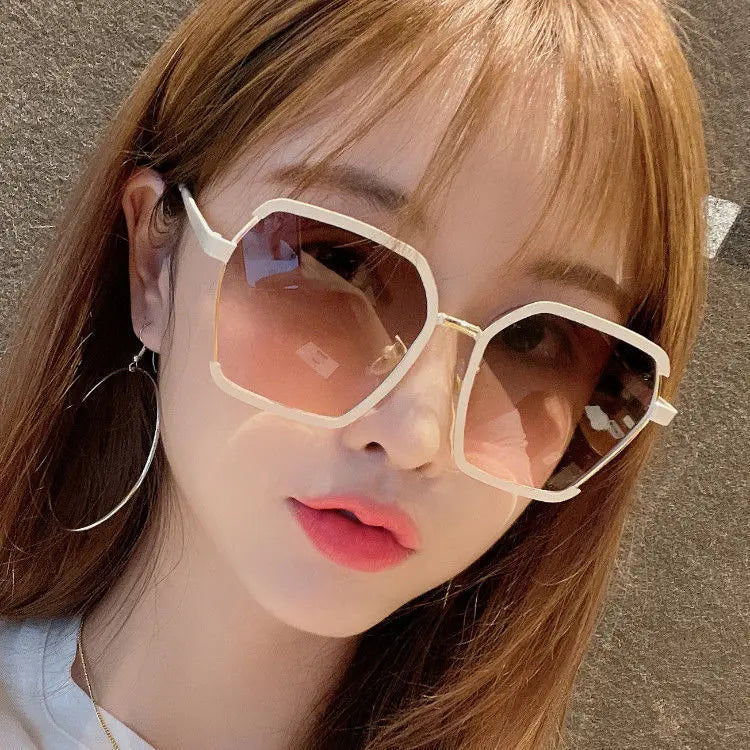 Vintage Half-Frame Oversize Metal Square Eyewear Uv400 Women UV Protection Sunglasses Cjdropshipping