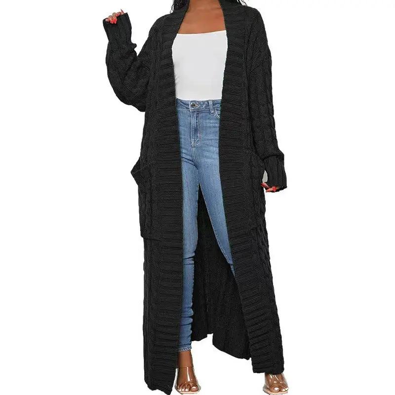 Lazy Pocket Long Twist Sweater Coat null