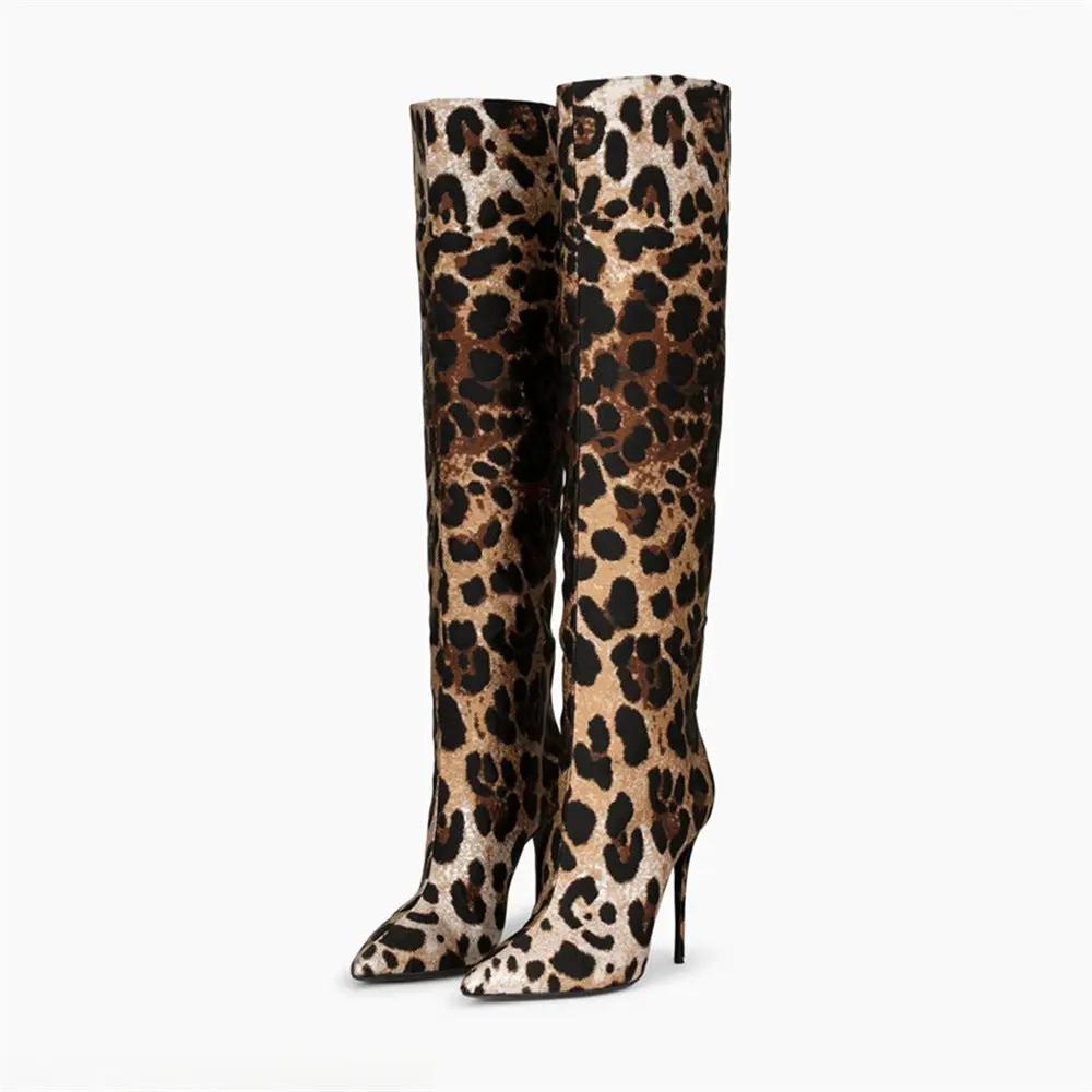 Women's Fashion Pointed Stiletto Heel Leopard Print Boots Cjdropshipping