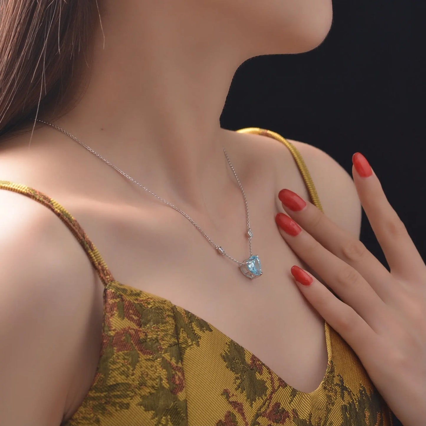 Ocean Blue Heart-shaped Zircon S925 Sterling Silver - JNi3 shop