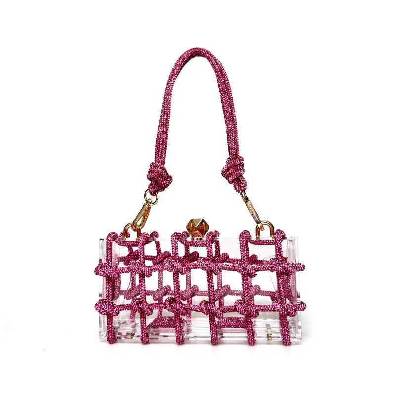 French Sweet Shiny Rhinestone Banquet Small Square Bag Cjdropshipping