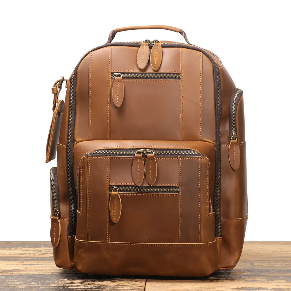 Retro Leather Backpack Trolley Case JNi3 shop
