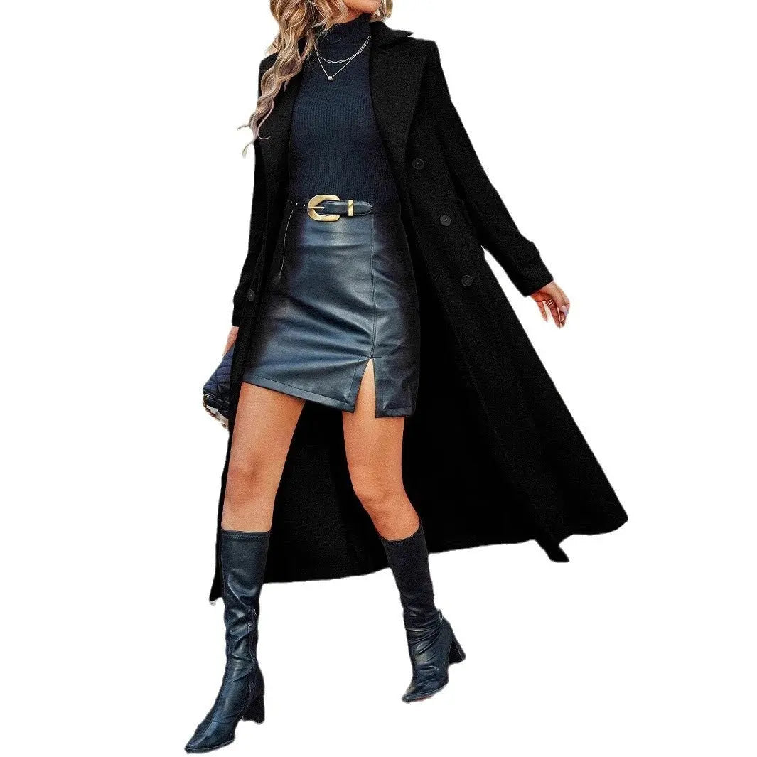 Autumn And Winter New Lapel Double Breasted Coat For Women JNi3 shop