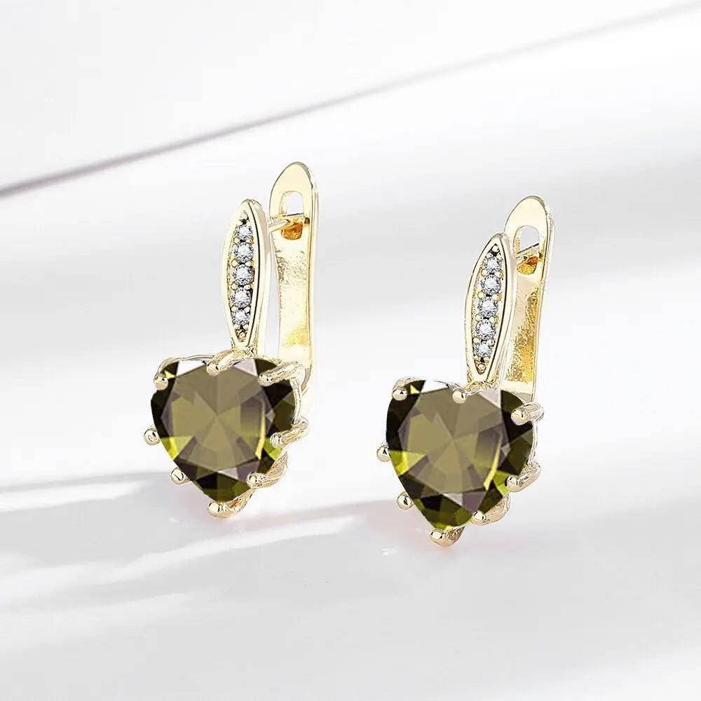 All-matching Fashion Multicolor Heart-shaped Zircon Earrings JNi3 shop