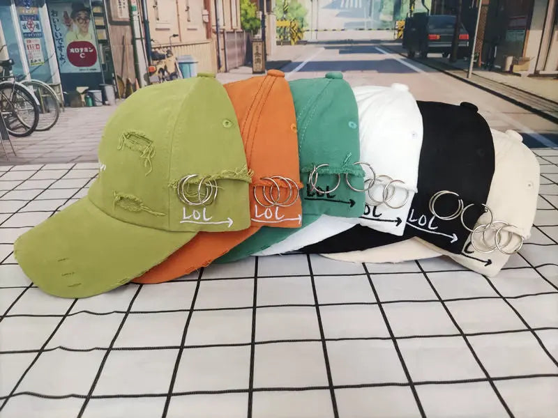 Korean Ins Retro Tattered Jeans Soft Peaked Cap Women Dropshipman