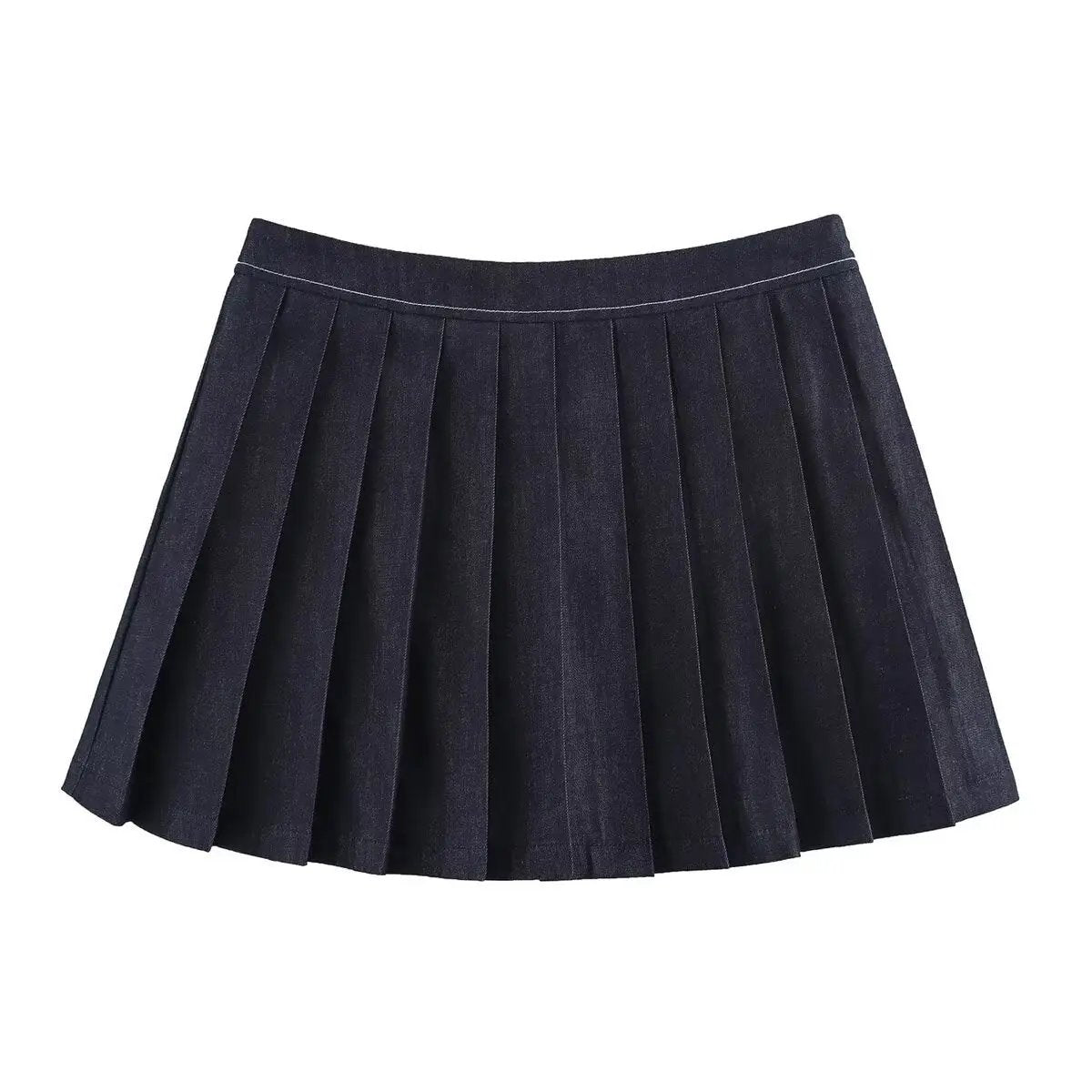 Denim Pilot Jacket Wide Pleated Denim Skirted Leggings Cjdropshipping