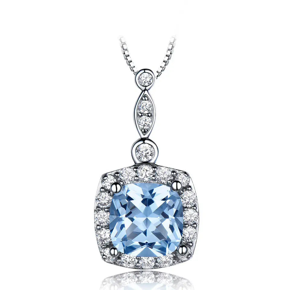 925 Sterling Silver Necklace Sky Blue Topaz Four-Piece Set - JNi3 shop
