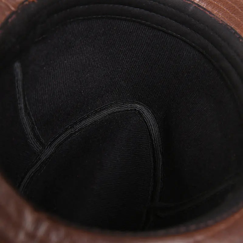Men's And Women's Cowhide Hats With Big Eaves On The Street Dropshipman