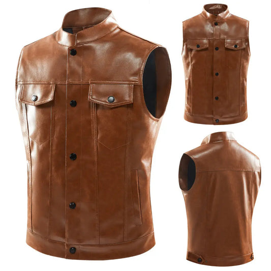 Men's Casual Multi-pocket Stand Collar Vest Coat Dropshipman