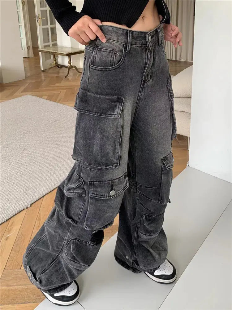 American Street Multi-pocket Workwear Jeans For Women JNi3 shop