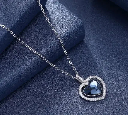 Crystal Necklace Female S925 Sterling Silver Diamond Heart - JNi3 shop