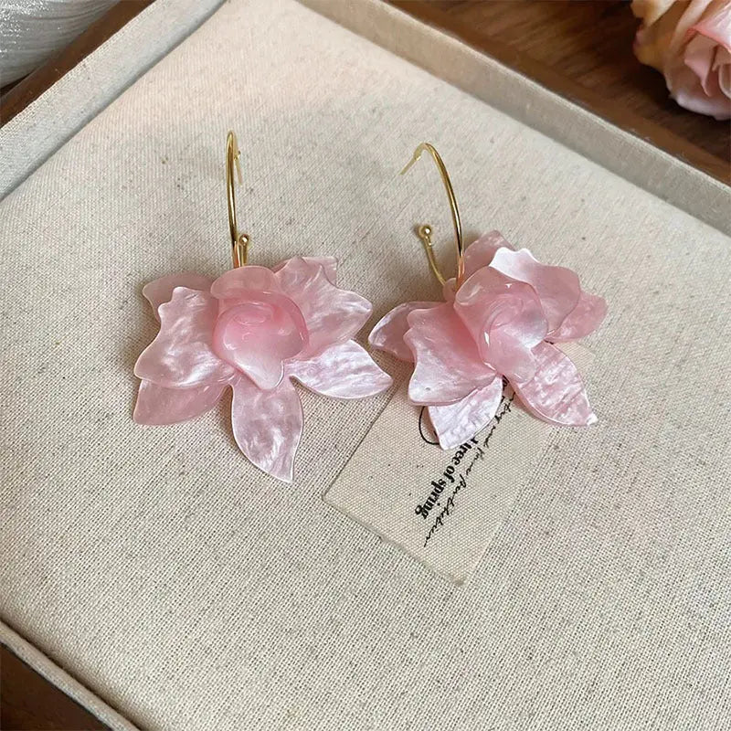 Vintage Acrylic Flower Exaggerated Earrings Cjdropshipping