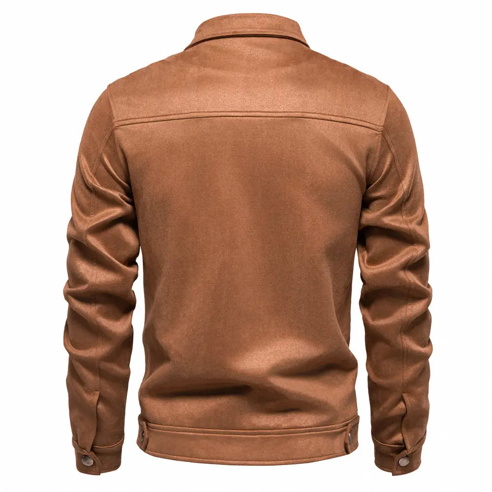 Fashion Lapel Zipper Jacket Autumn And Winter Solid Suede Coat Men's Clothing Outdoor Dropshipman