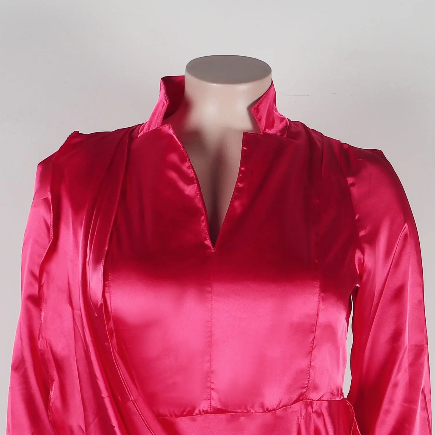 Deep V Pleated Slim-fit Long Sleeve Dress JNi3 shop