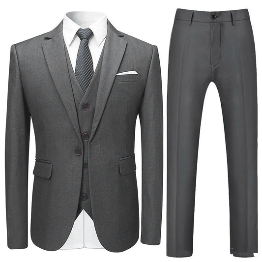 Men's Fashion Slim Suit Three-piece Suit Cjdropshipping
